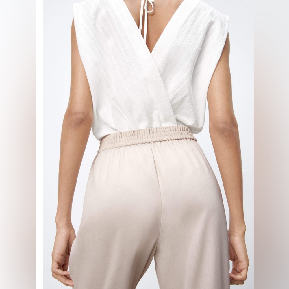 Zara Beige Drawstring Pants - Picture 3 of 10